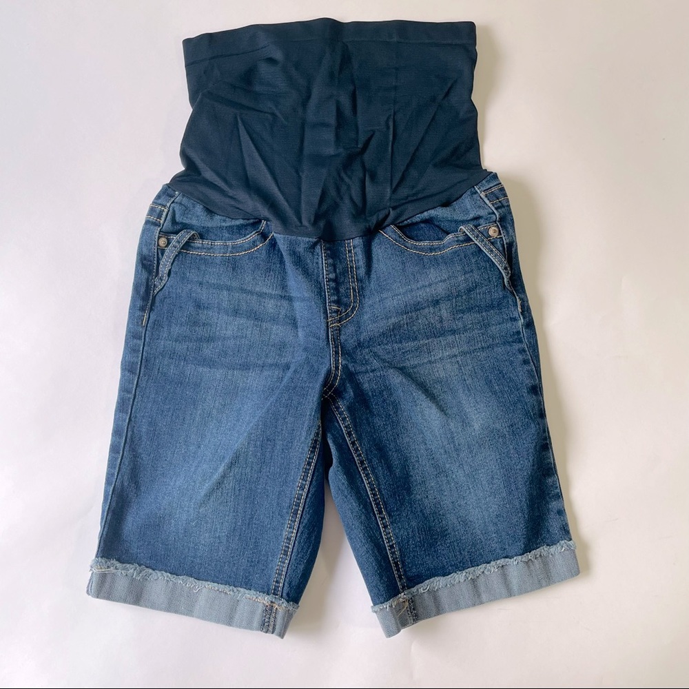 Haute Mama blue maternity long shorts size small